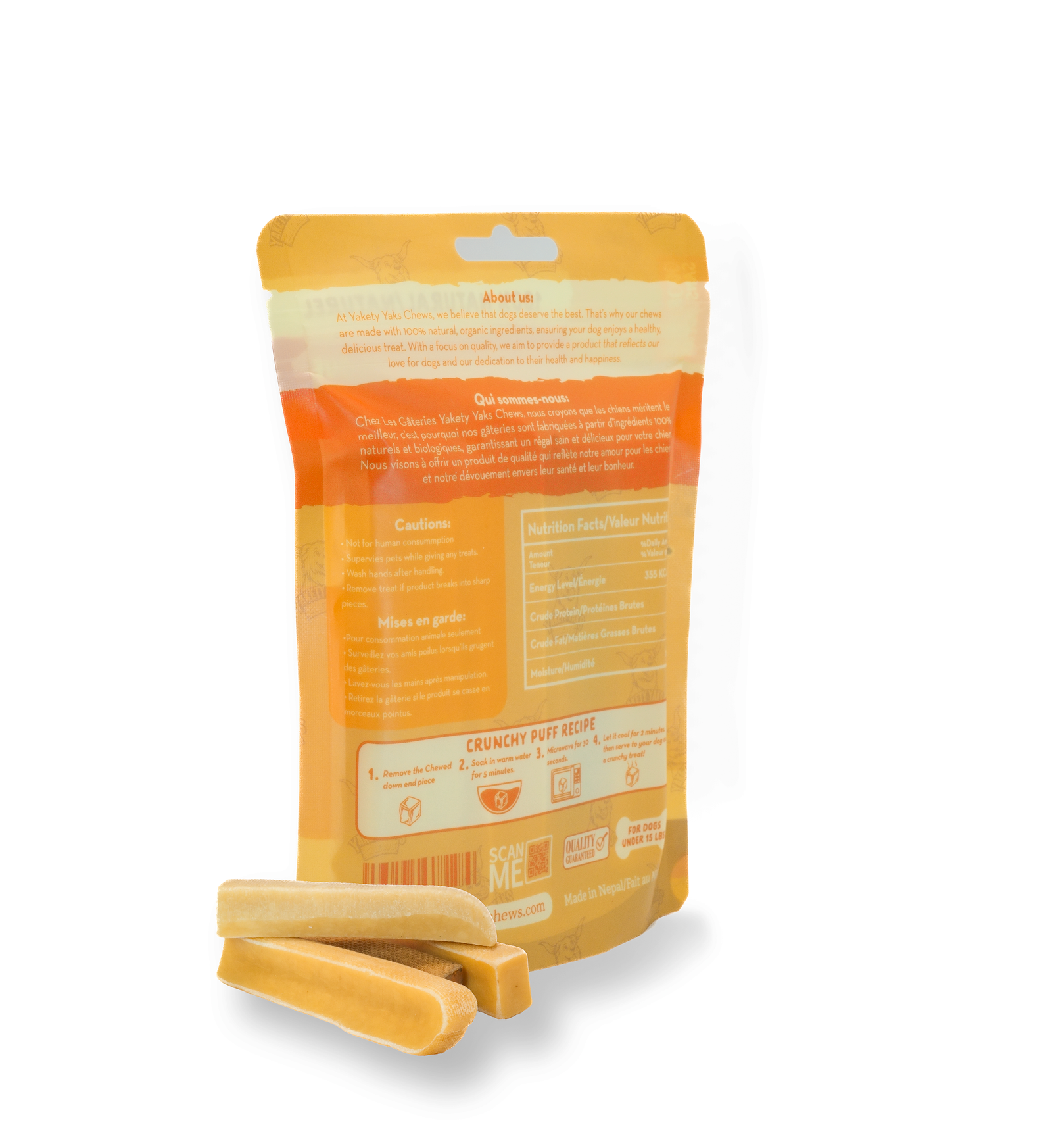 Nutritional information for Himalayan yak cheese dog chew - small size