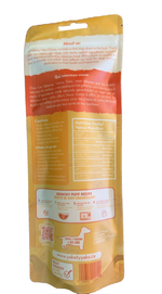 Back of Yakety Yaks Extra-Large single chew showing nutrition facts, cautions and puff instructions