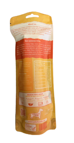 Back of Yakety Yaks King single chew showing nutrition facts, cautions and puff instructions