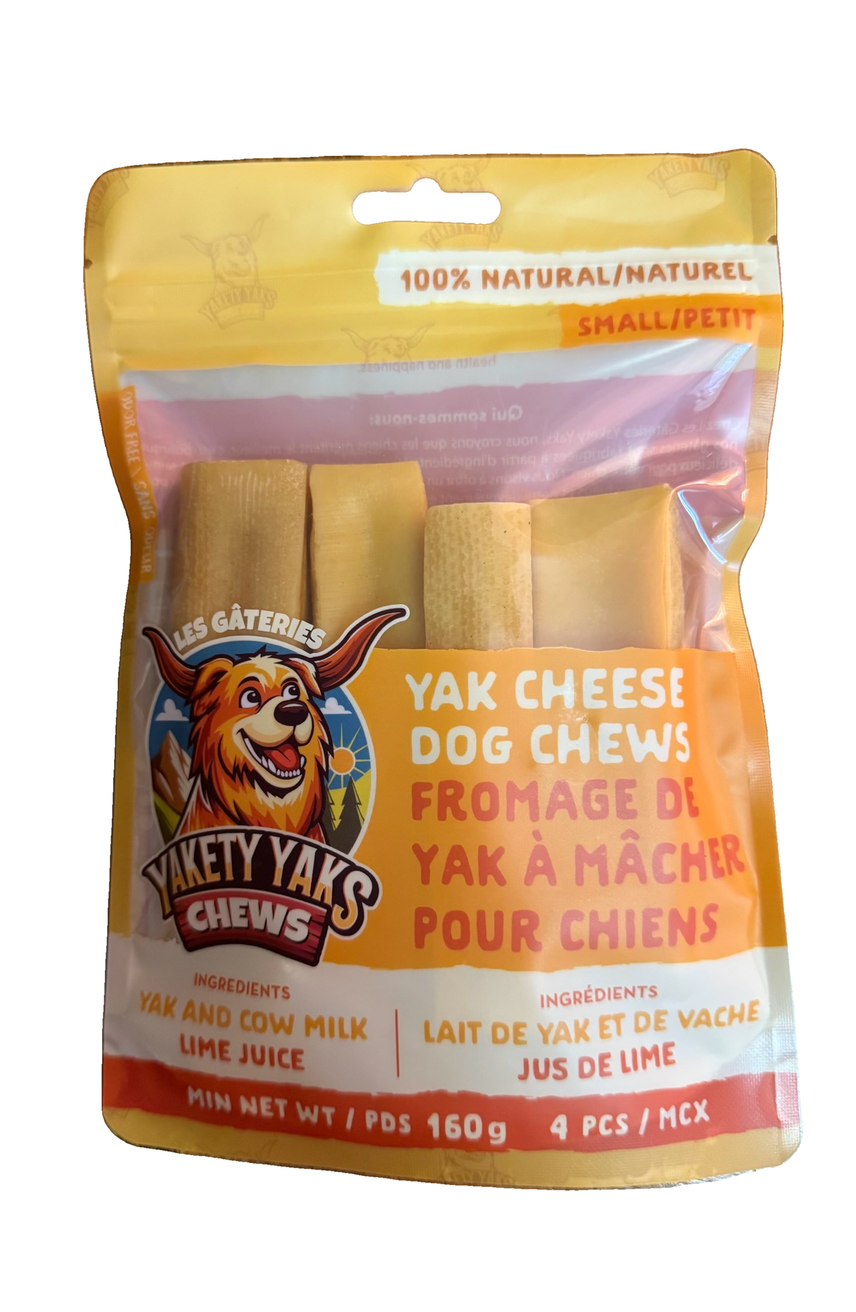 Front of Yakety Yaks Small 4-pack, minimum 160 g